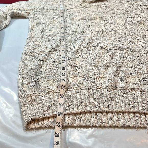 Method cowl button turtle neck Sweater mens M speckled beige tan chunky knit - Picture 9 of 16